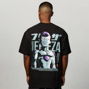 Vanquish Fitness DBZ Frieza Black Distressed Print Oversized T Shirt Schwarz | IONDSH648