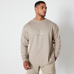 Vanquish Fitness Stone Athletics Division Oversized Long Sleeve T Shirt Stone | DQJAST467