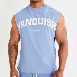 Vanquish Fitness Washed Blue Varsity Oversized Ärmellose T Shirt Blau | USPLJH598