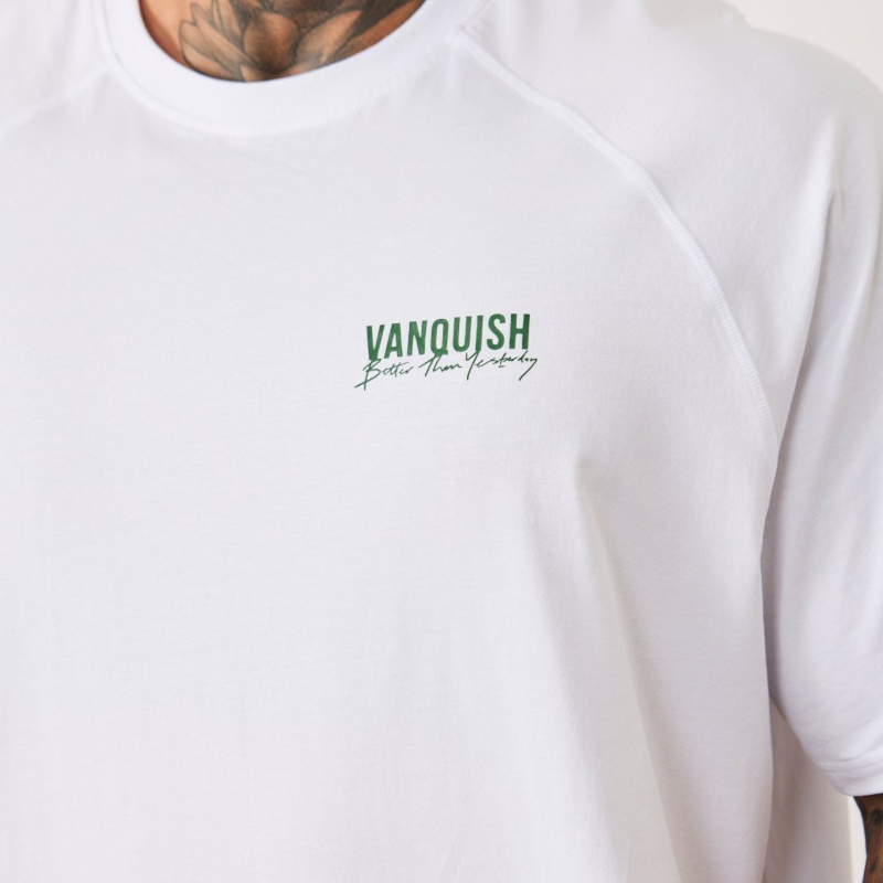 Vanquish Fitness BTY White Oversized Raglan T Shirt Weiß | BDNXFY837