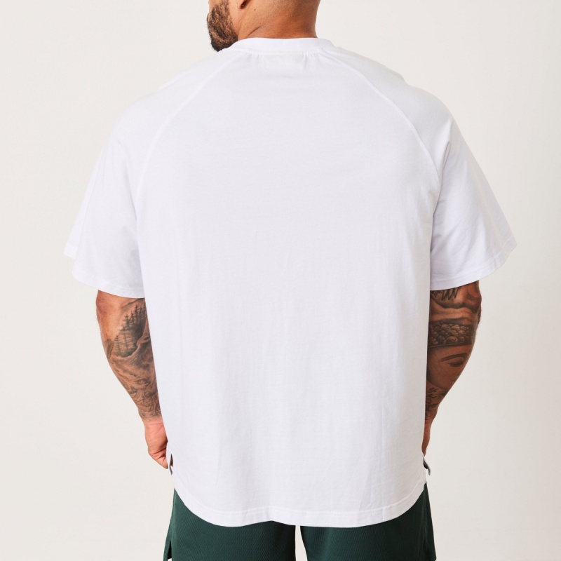 Vanquish Fitness BTY White Oversized Raglan T Shirt Weiß | BDNXFY837