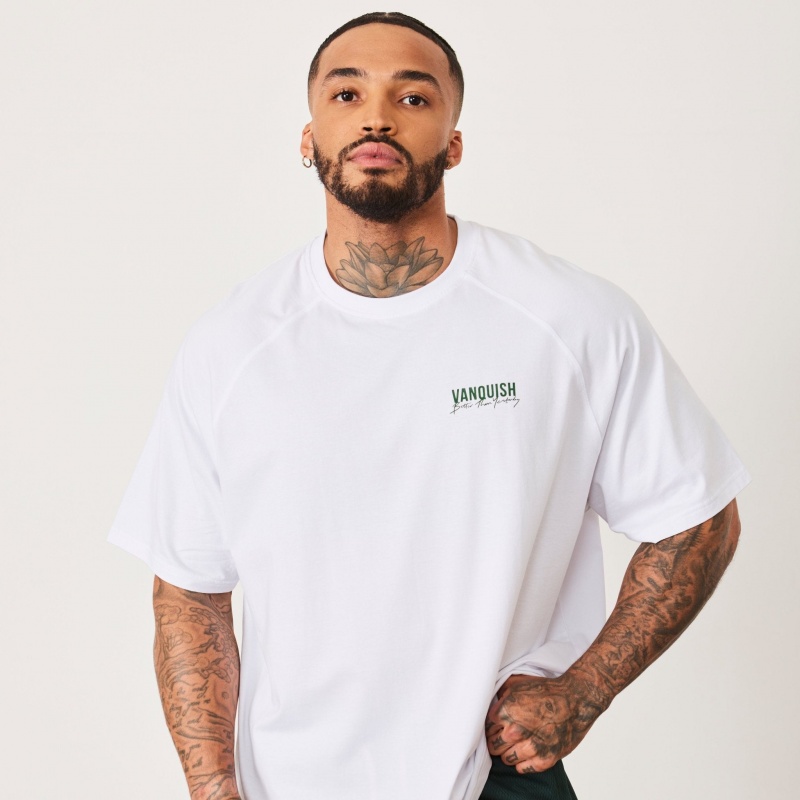 Vanquish Fitness BTY White Oversized Raglan T Shirt Weiß | BDNXFY837