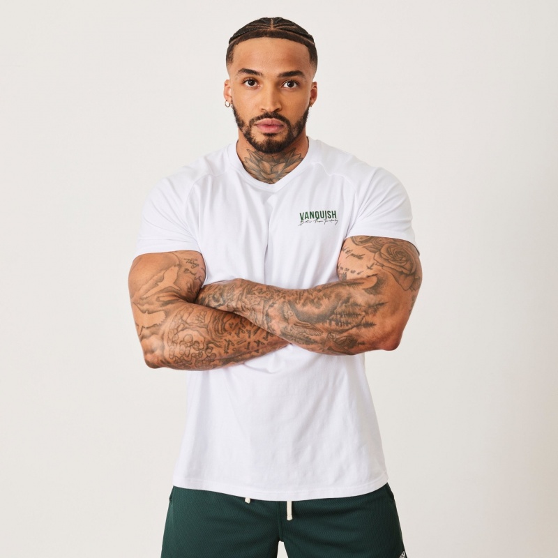 Vanquish Fitness BTY White Slim Fit Raglan T Shirt Weiß | MXESKV386