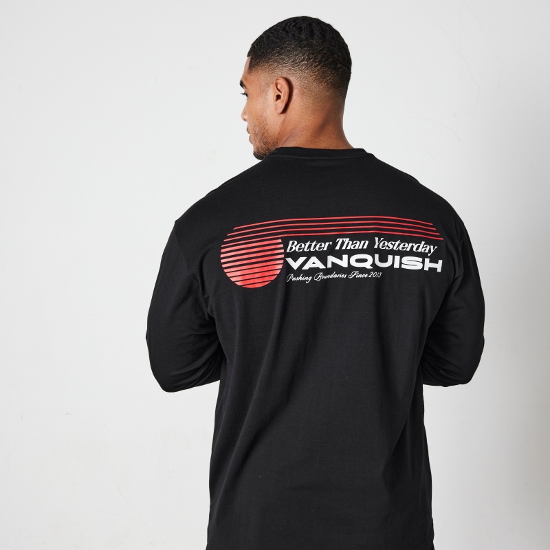 Vanquish Fitness Black Athletics Division Oversized Long Sleeve T Shirt Schwarz | LKJCUT786
