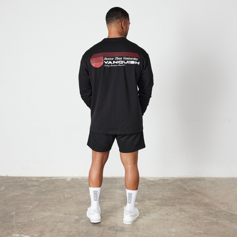 Vanquish Fitness Black Athletics Division Oversized Long Sleeve T Shirt Schwarz | LKJCUT786