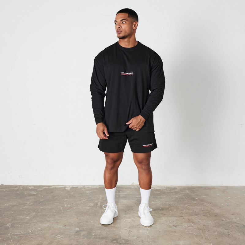 Vanquish Fitness Black Athletics Division Oversized Long Sleeve T Shirt Schwarz | LKJCUT786