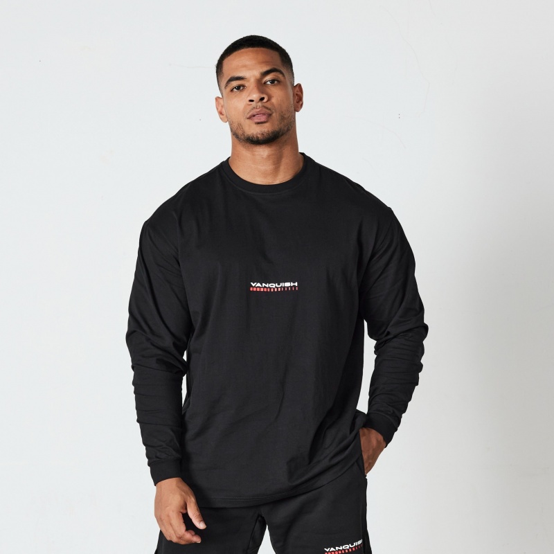 Vanquish Fitness Black Athletics Division Oversized Long Sleeve T Shirt Schwarz | LKJCUT786