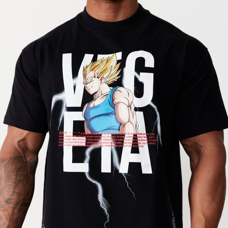 Vanquish Fitness DBZ Vegeta Black Oversized T Shirt Schwarz | PDNKSG381
