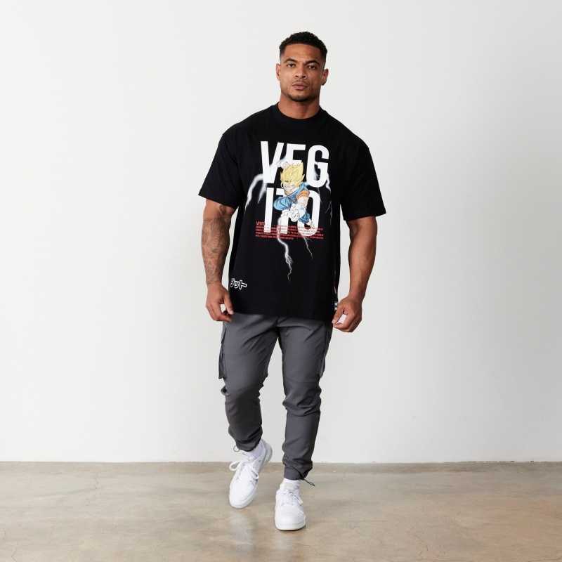 Vanquish Fitness DBZ Vegito Black Oversized T Shirt Schwarz | QKTNGB619
