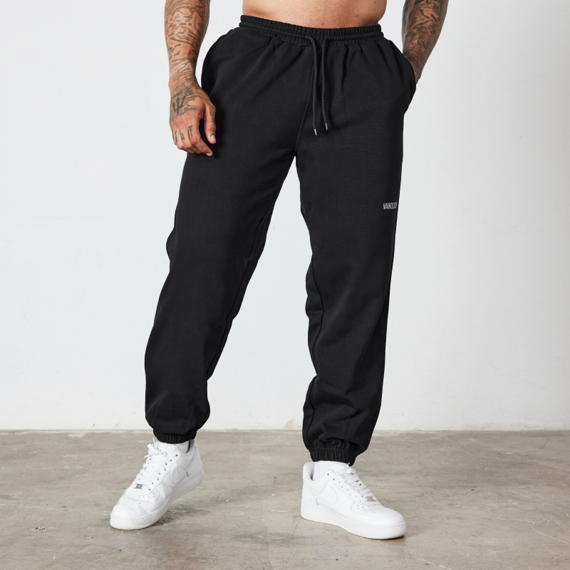 Vanquish Fitness Essential Black Oversized Sweatpants Schwarz | VJBIXK854