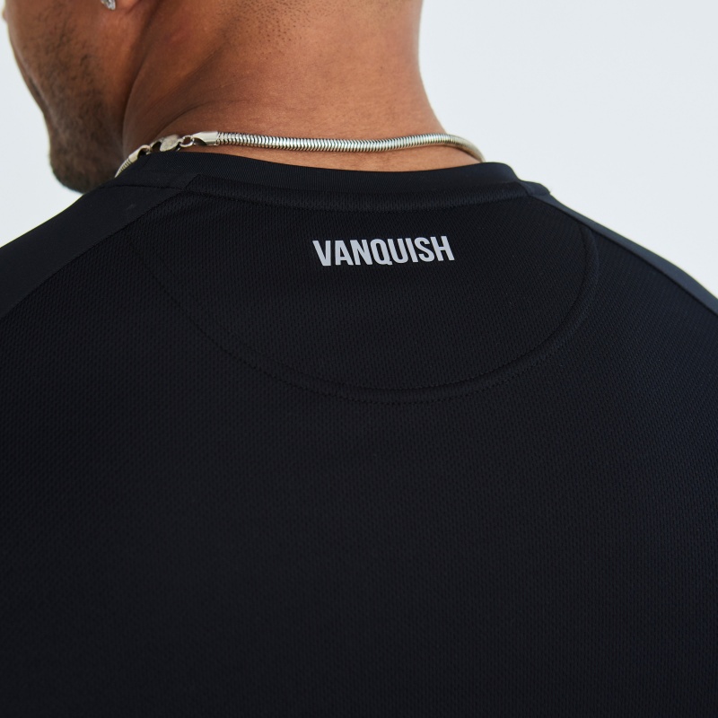 Vanquish Fitness Essential Black Performance Kurzes Sleeve T Shirt Schwarz | ZYKAEC316