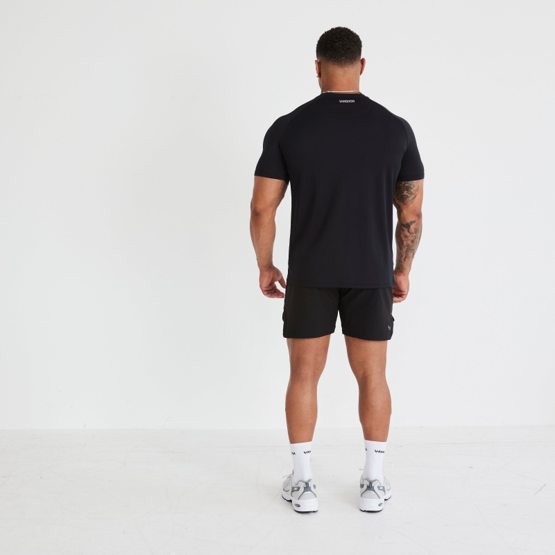 Vanquish Fitness Essential Black Performance Kurzes Sleeve T Shirt Schwarz | ZYKAEC316