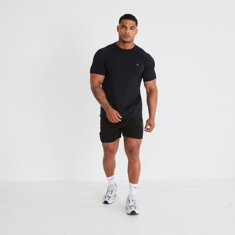 Vanquish Fitness Essential Black Performance Kurzes Sleeve T Shirt Schwarz | ZYKAEC316