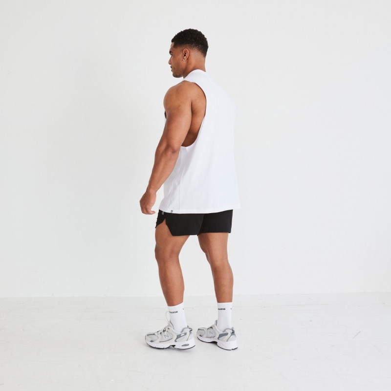 Vanquish Fitness Essential White Oversized Ärmellose T Shirt Weiß | VNKABP193