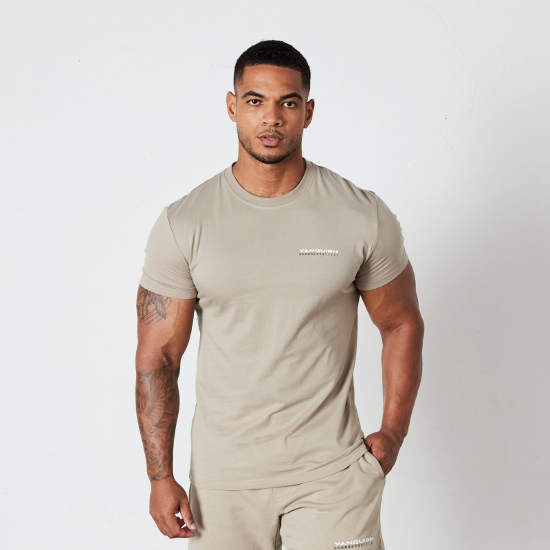 Vanquish Fitness Stone Athletics Division Fitted T Shirt Stone | HYDOTJ832