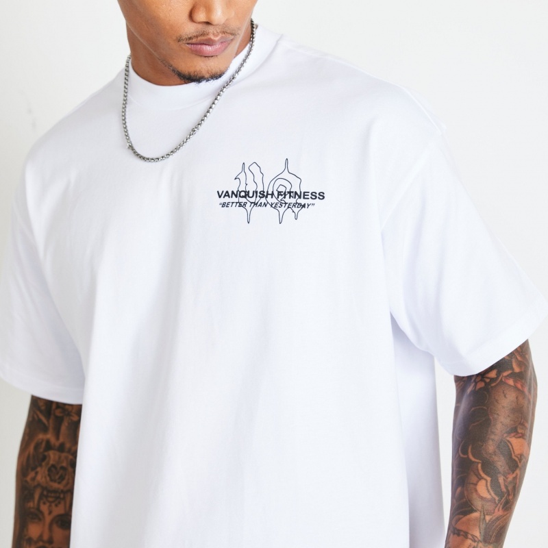 Vanquish Fitness TSP White Determination Oversized T Shirt Weiß | LAIDUE853