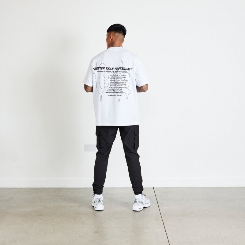Vanquish Fitness TSP White Determination Oversized T Shirt Weiß | LAIDUE853