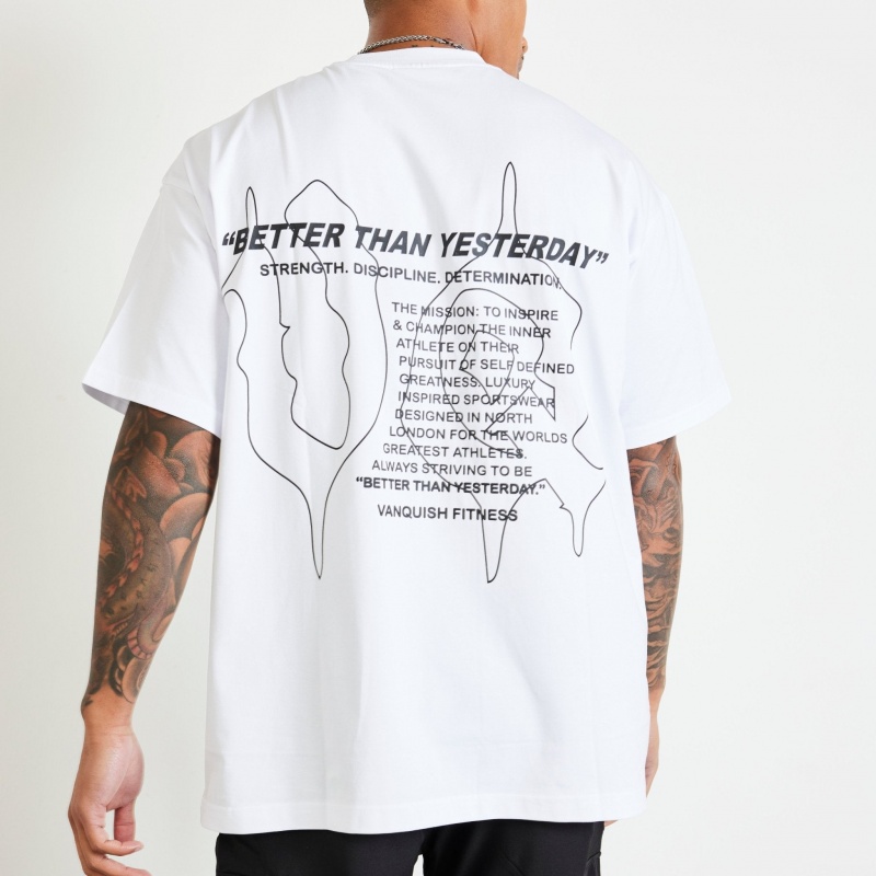 Vanquish Fitness TSP White Determination Oversized T Shirt Weiß | LAIDUE853