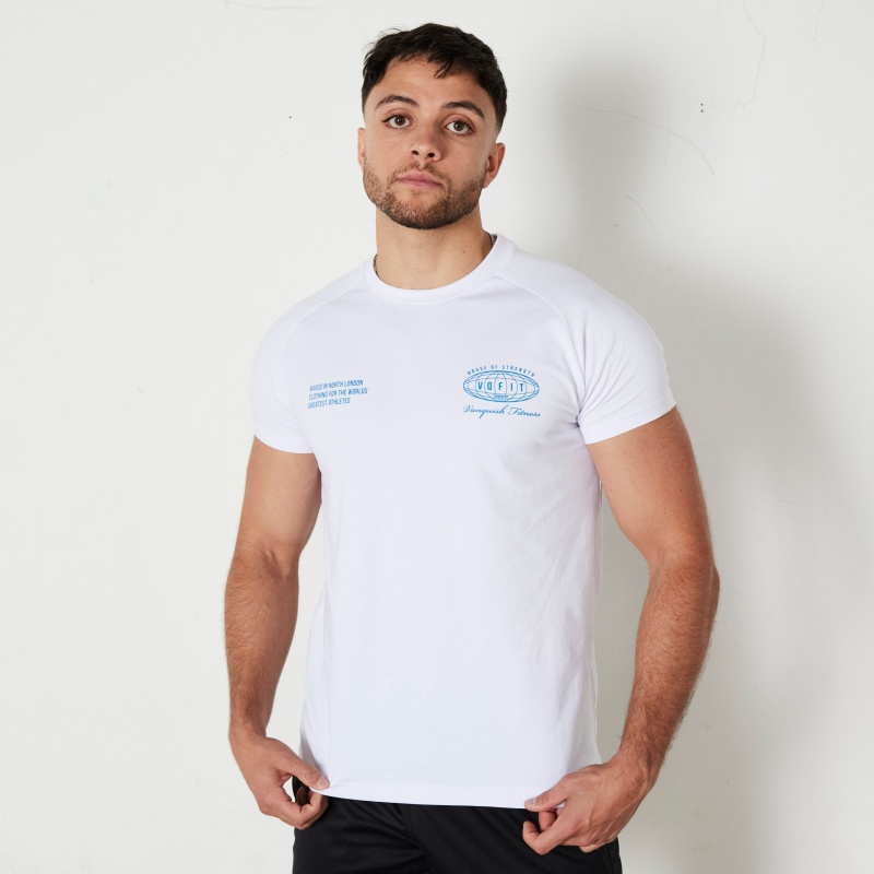 Vanquish Fitness TSP White Worldwide Fitted T Shirt Weiß | JVIFSM659