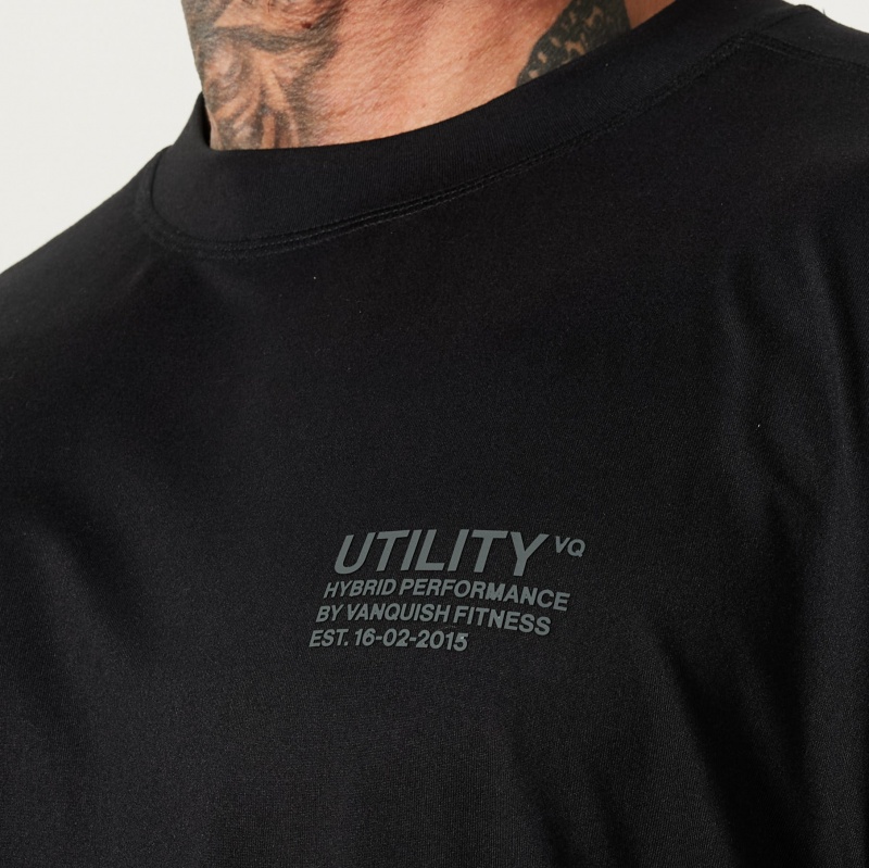 Vanquish Fitness Utility Black Oversized T Shirt Schwarz | IYOXQG215