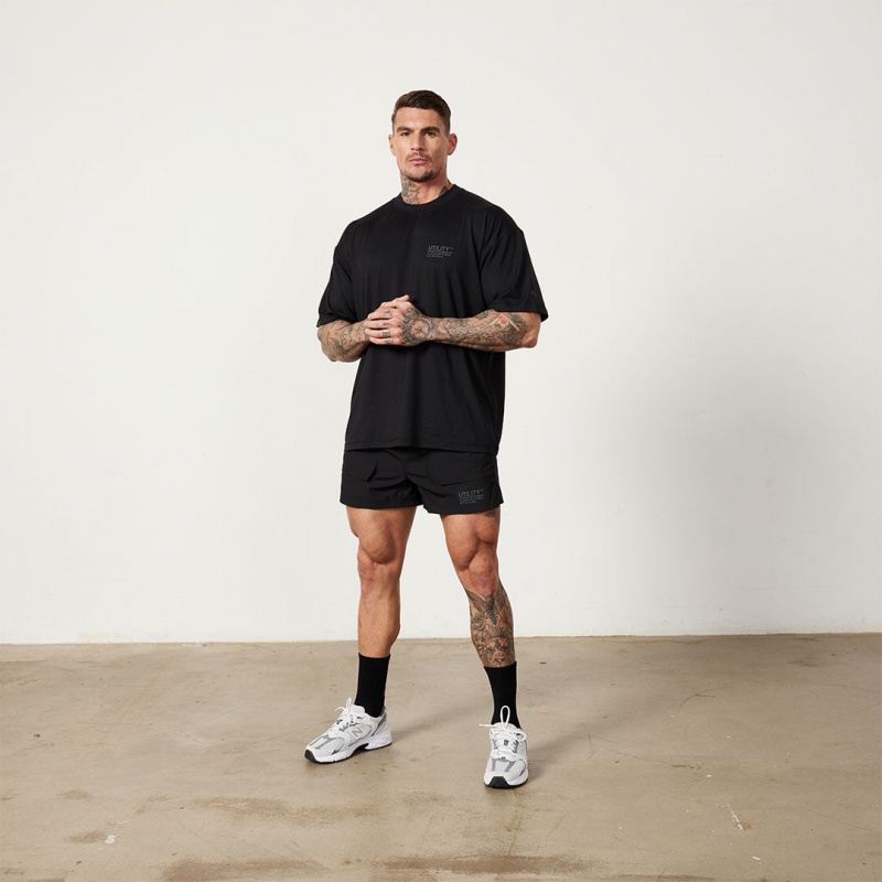 Vanquish Fitness Utility Black Oversized T Shirt Schwarz | IYOXQG215