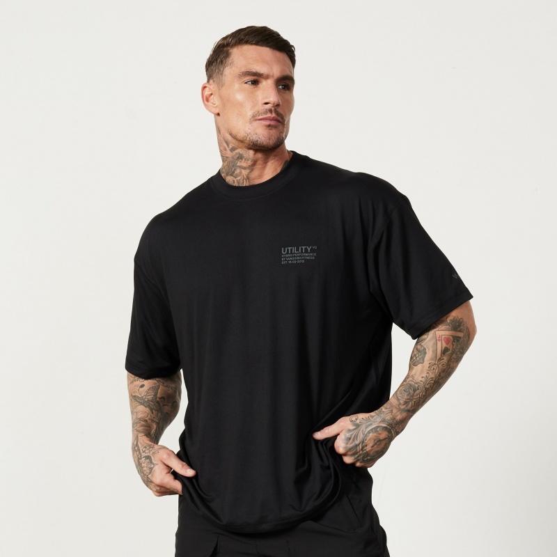 Vanquish Fitness Utility Black Oversized T Shirt Schwarz | IYOXQG215