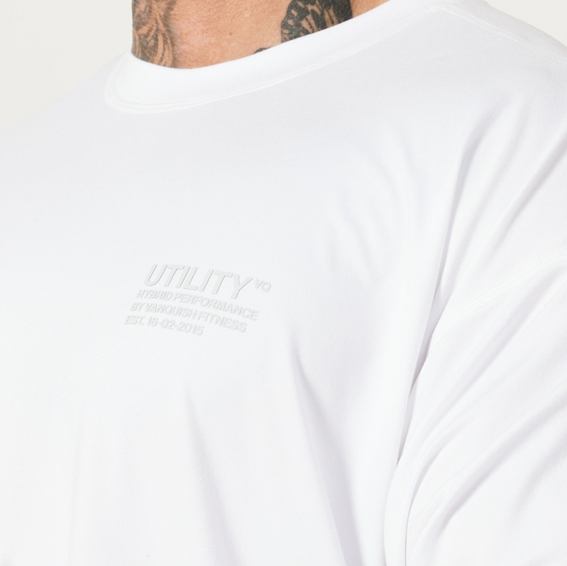 Vanquish Fitness Utility White Oversized T Shirt Weiß | CYFRZQ408