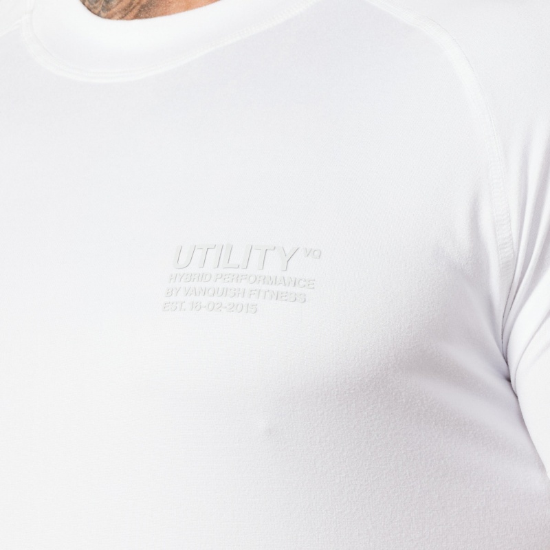 Vanquish Fitness Utility White T Shirt Weiß | RBDNZU437