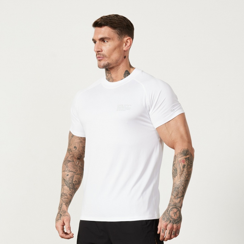 Vanquish Fitness Utility White T Shirt Weiß | RBDNZU437