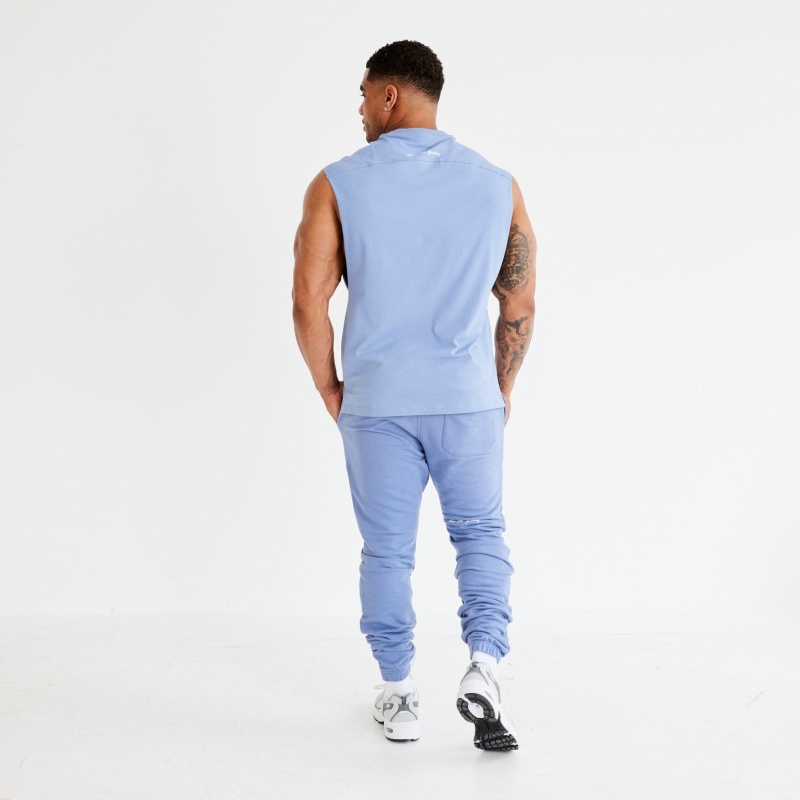 Vanquish Fitness Washed Blue Varsity Oversized Ärmellose T Shirt Blau | USPLJH598